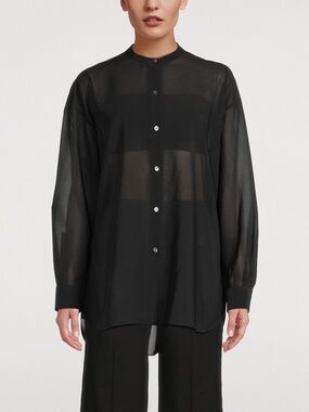 450. Theory ($515) Sheer Button Button Down Sheer Black